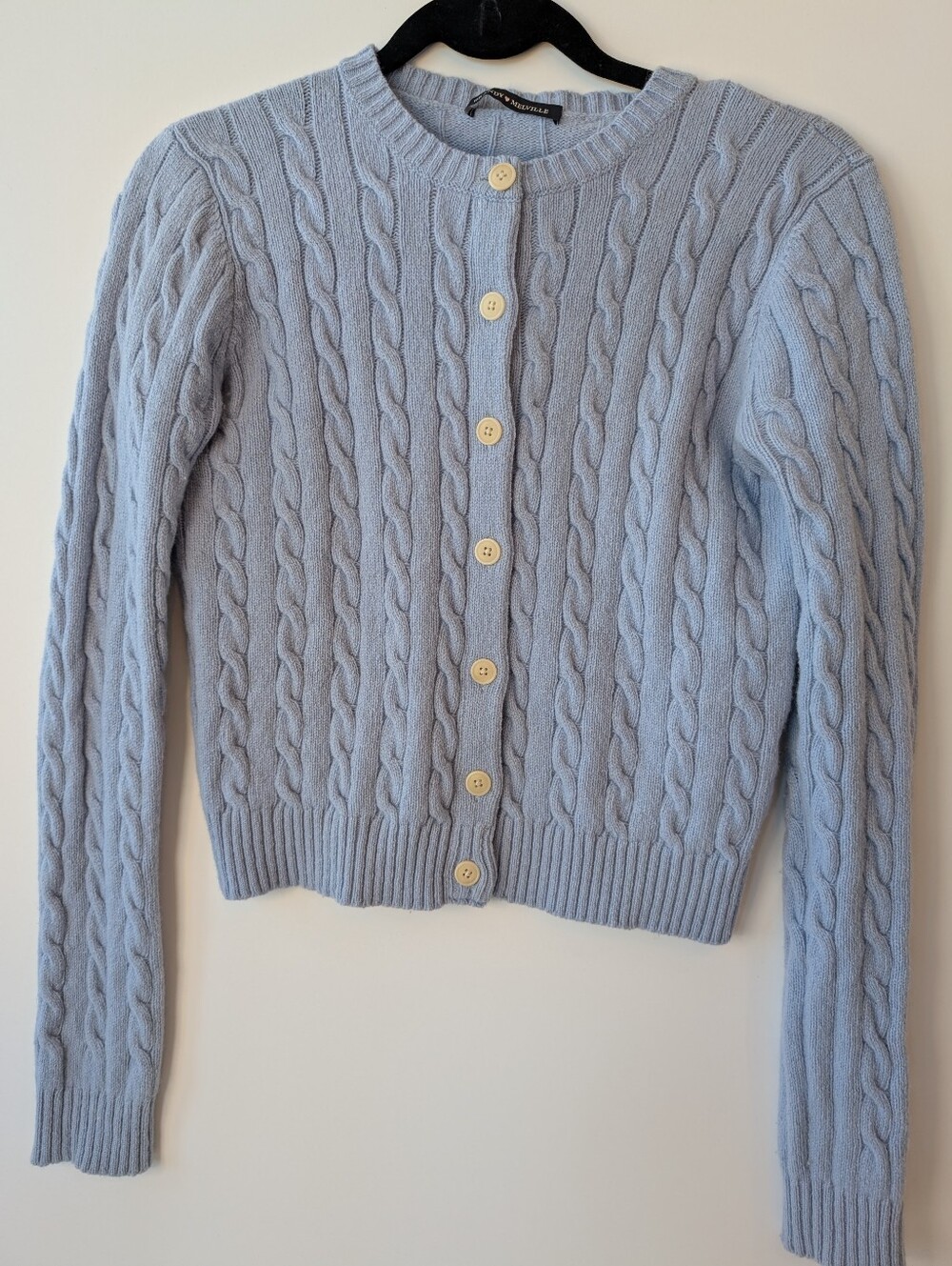 Brandy Melville Light Blue Cable Knit Button-Front Cardigan Sweater